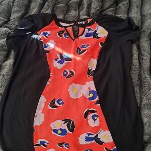 City Chic Red and Black Floral Dress